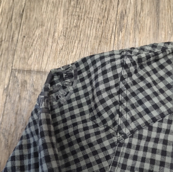 Dethrone Royalty Brand black & Gray check Flannel Shirt Men's Size L - Picture 10 of 10